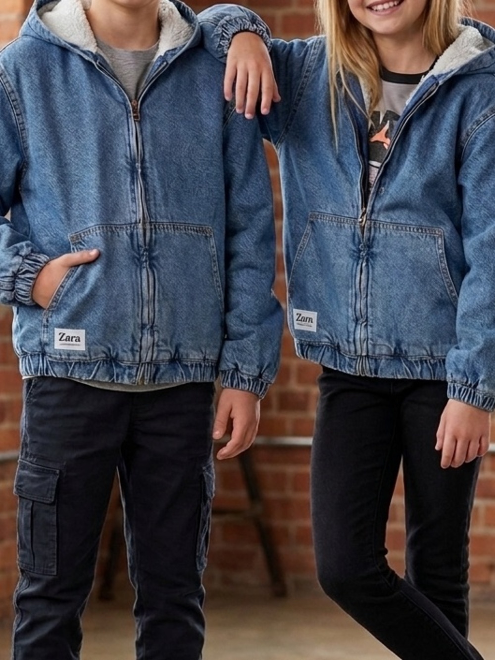 Zara Kids Hooded Fleece Lined Jean Jacket